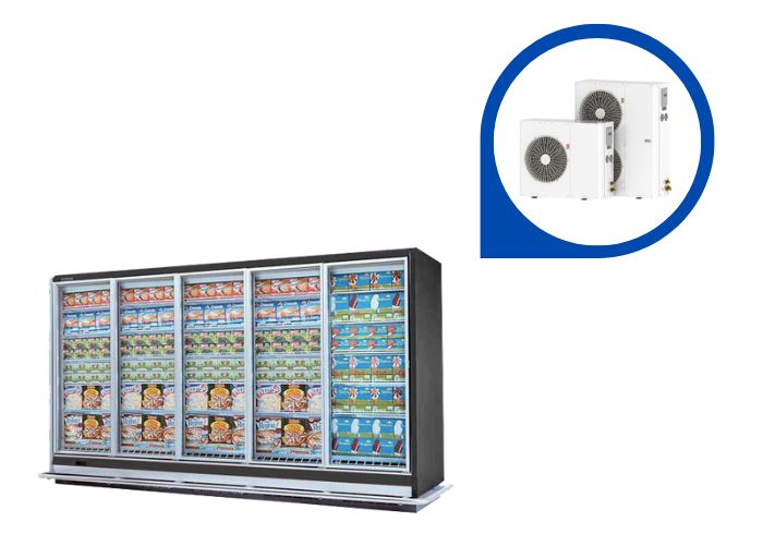 Outdoor condensing unit for remote cabinet