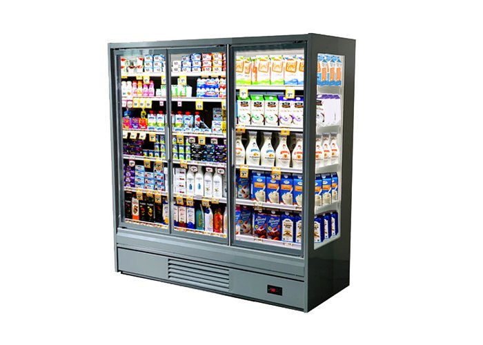 Self-contained display cabinet for milk