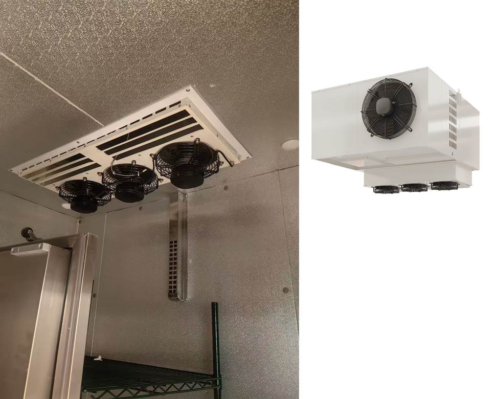 Ceiling-mounted drop in refrigeration units installation