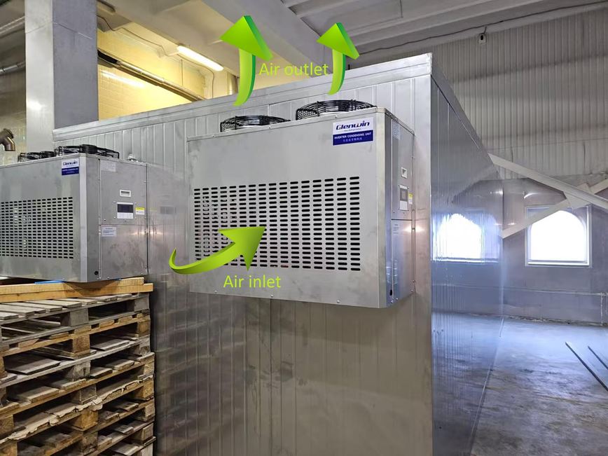 Wall monoblock refrigeration unit air flow and ventilation