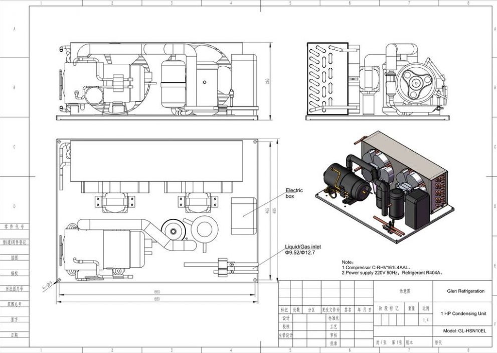 1 hp refrigeration condensing unit Glen Refrigeration
